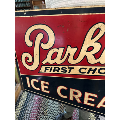 Vintage 1930s Parkin Ice Cream Advertising Double-Sided Sign Marshfield Wis