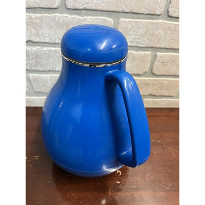 Vintage Peacock Vaccum Bottle Thermos Pitcher 9" Tall Blue Japan Retro Kitchen