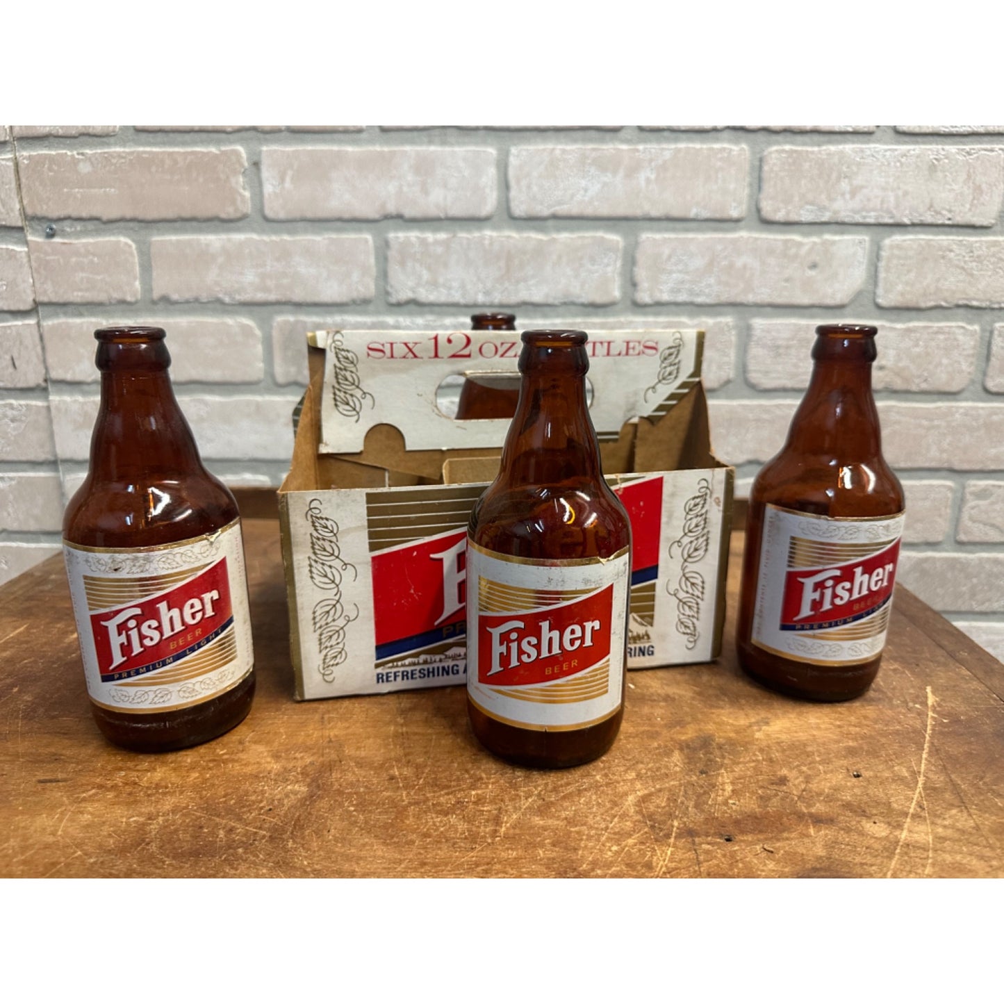 Vintage 1950s Fisher Light Beer 6-Pack Carrier w/ Bottles Salt Lake UT