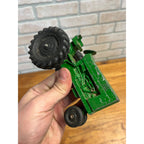 Vintage Silk Toys Green Aluminum Farm Tractor & Wagon Trailer Toy 5.5"