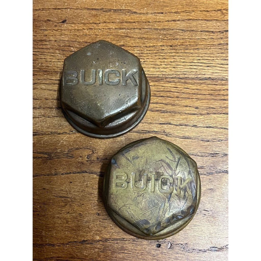 Antique 1920s Buick Solid Brass Wheel Hubcaps Grease Covers