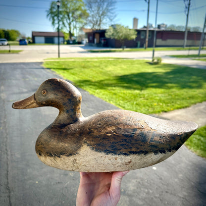 Vintage Gus Nelow Hen Mallard Duck Decoy Wooden Wisconsin