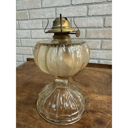 Vintage 1930s "Giant" Thumbprint Panel Glass Oil Kerosene Lamp w/ Eagle Burner