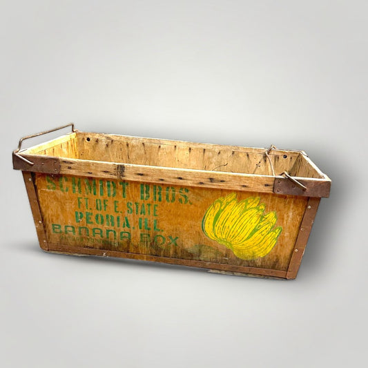 Vintage Schmidt Bros Peoria Illinois Banna Box Crate Rustic Decor General Store