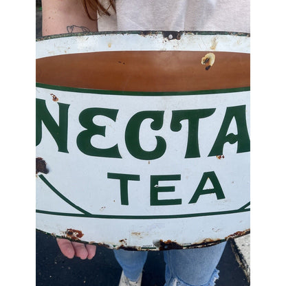 Vintage 1930s Nectar Tea Porcelain Advertising Sign Coffee Shop London