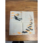 Vintage 1920s Dennison Halloween Crepe Paper Napkin Witch/Bats
