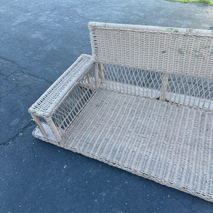 Vintage Hanging Wicker Porch Swing Outdoor Bench