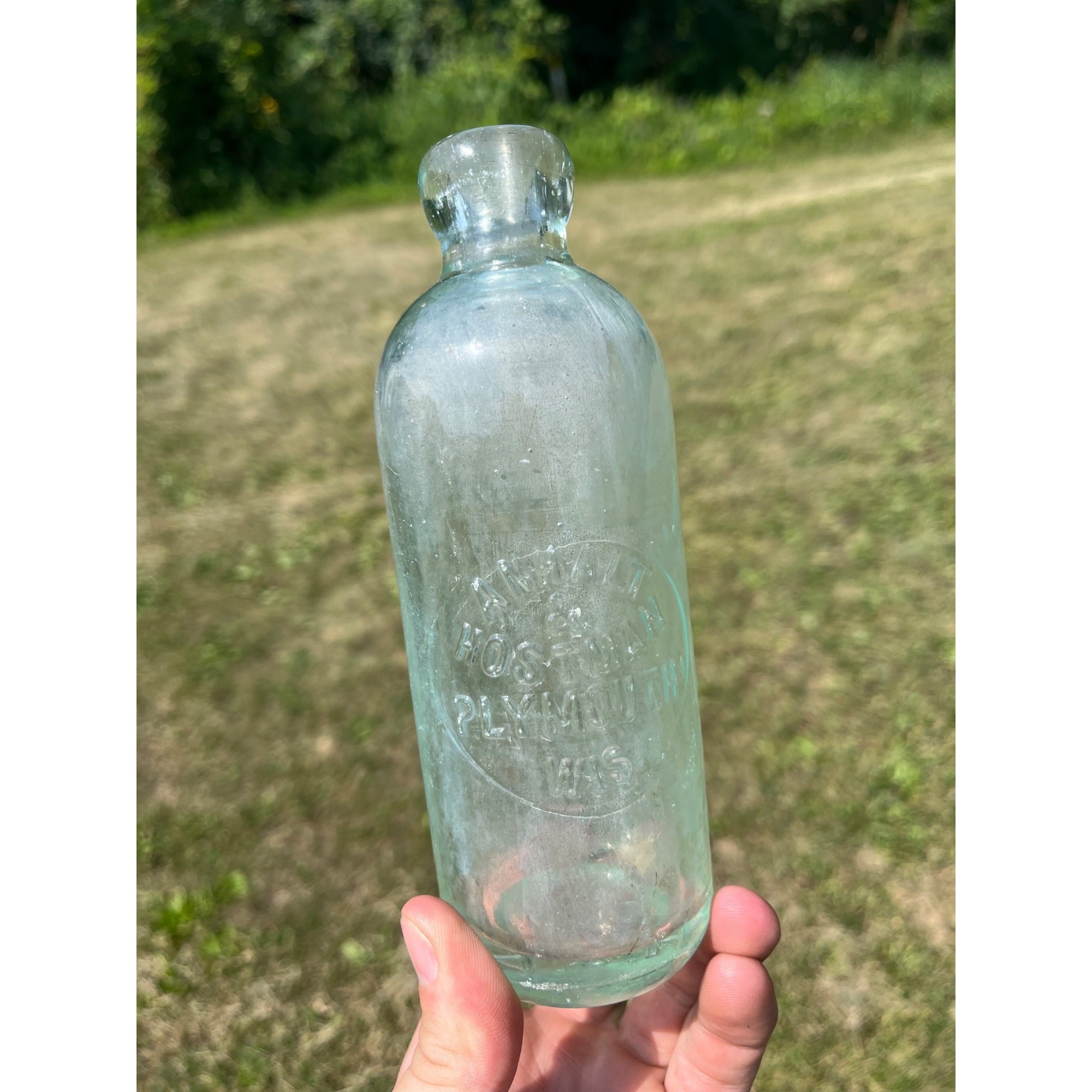 Vintage Anhalt & Hostman Plymouth Wis Wisconsin Hutchinson Soda Bottle Hutch Blob