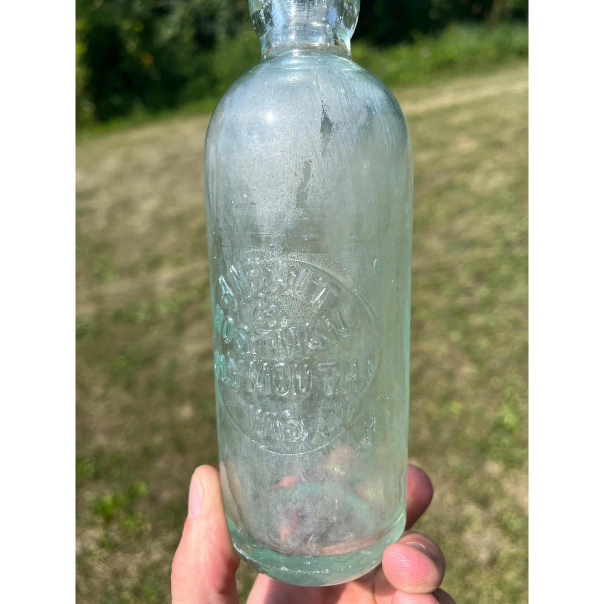 Vintage Anhalt & Hostman Plymouth Wis Wisconsin Hutchinson Soda Bottle Hutch Blob