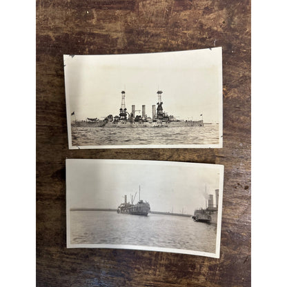 Vintage WWI World War 1 USS Virginia Battleship + Other Real Photo
