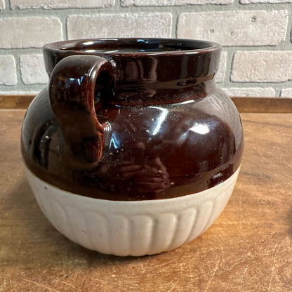 Vintage Red Wing Stoneware Bean Pot Ribbed Two-Tone - Bottom Signed