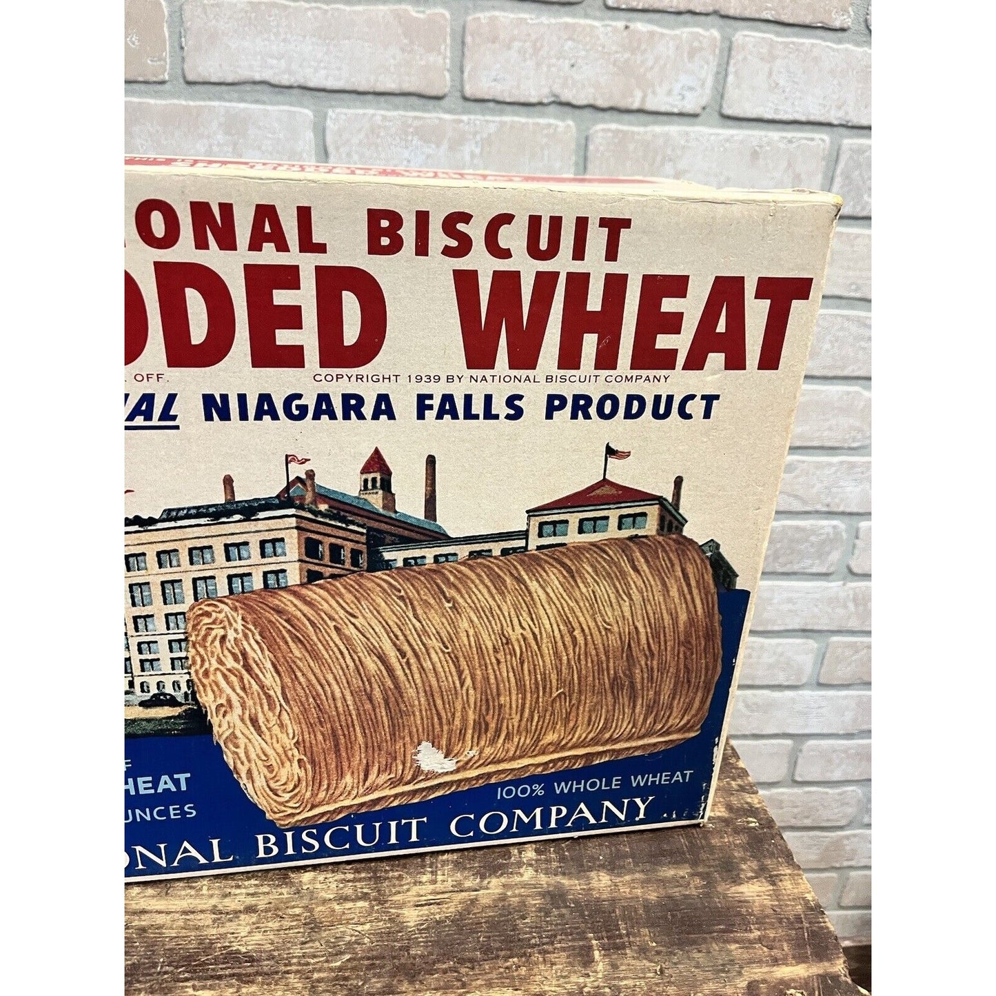 Vintage 1939 National Biscuit Co. Shredded Wheat Cereal Crate Box Advertising