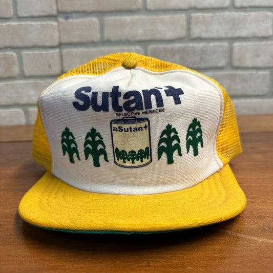 Vintage Sutan Herbicide Farm Ag Seed Retro Snapback Mesh Trucker Hat Cap