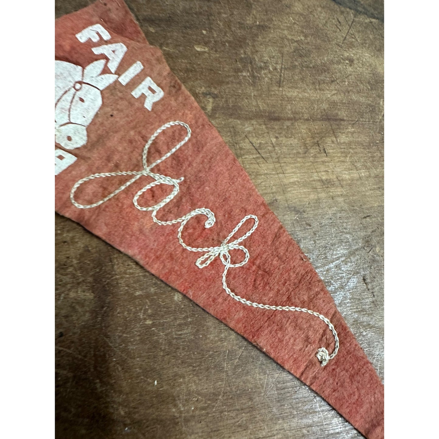 Vintage 1939 State / County Fair "Jack" Western Horse Felt Pennant Souvenir 9"