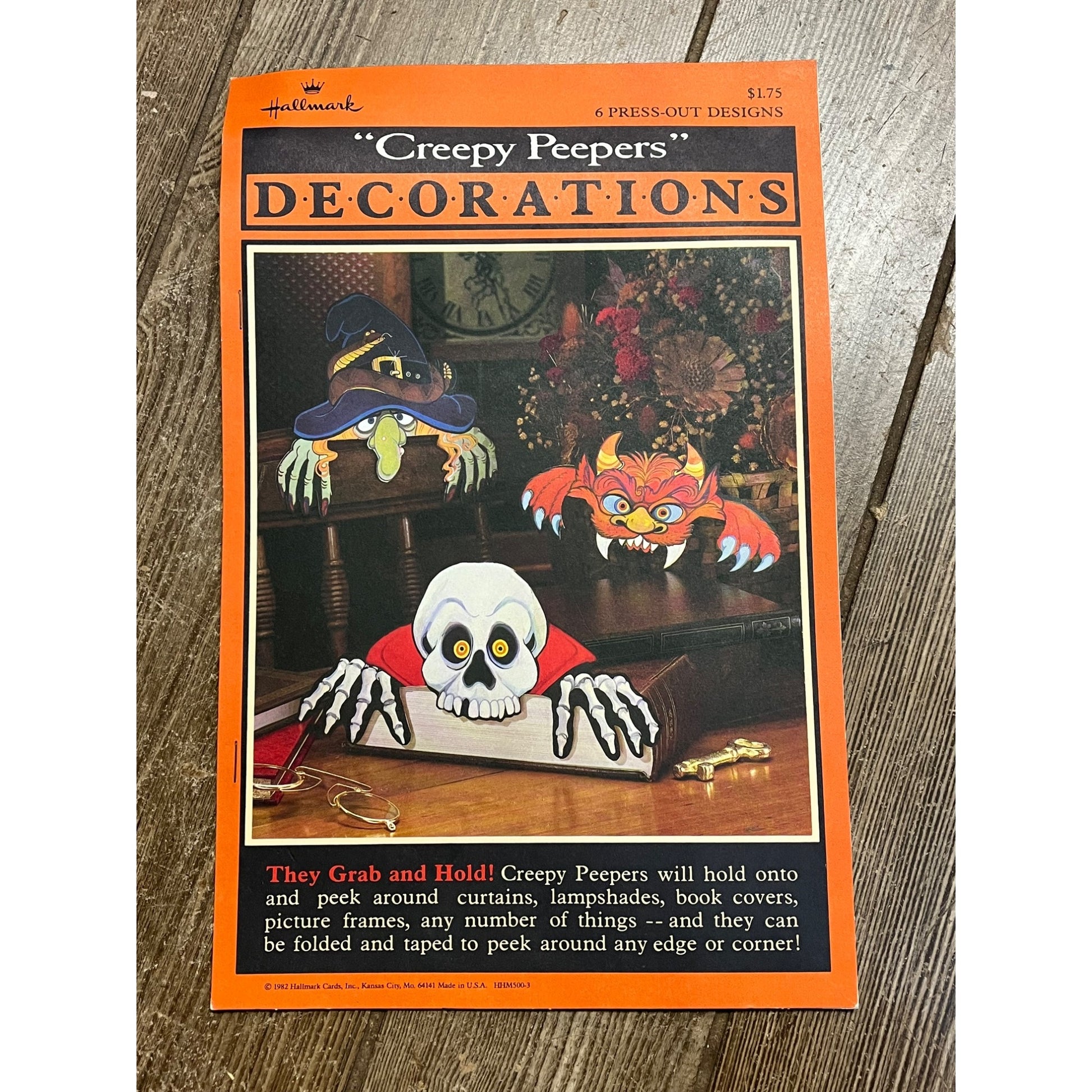Vintage 1982 Hallmark Creepy Peepers 6 Press Cardboard Diecut Halloween NEW