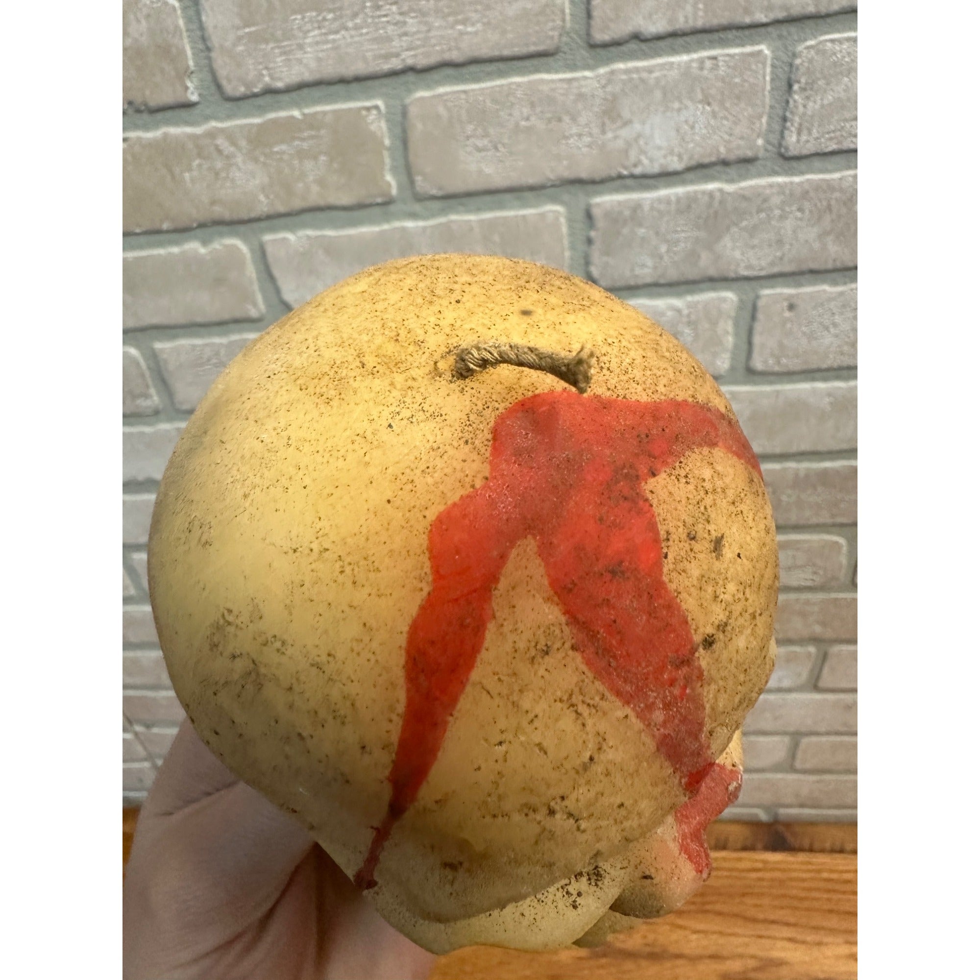 Vintage 1950s Gurley Bleeding Human Skull Wax Figural Candle Halloween Decor 4" Tall