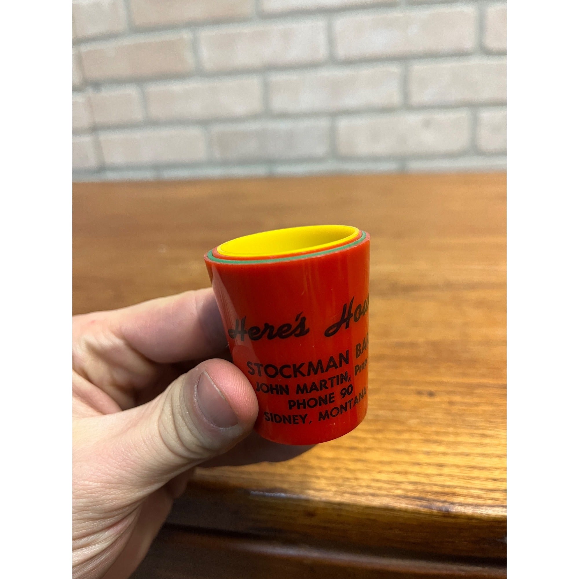 Vintage Stockman Bar Sidney Montana Advertising Nesting Shot Glasses Plastic
