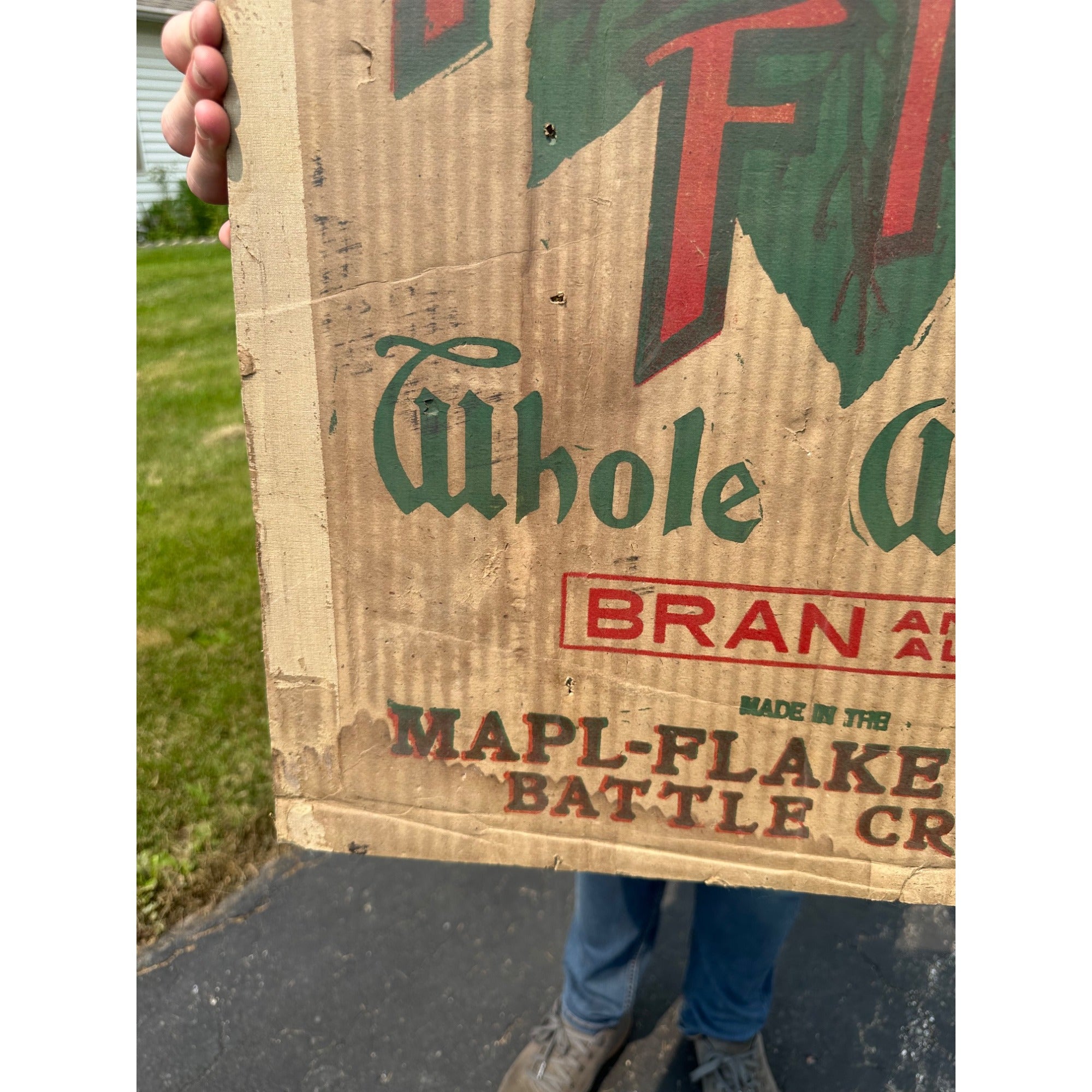 Vintage Mapl-Flake Wheat Bran Cereal Battle Creek Michigan Advertising Sign
