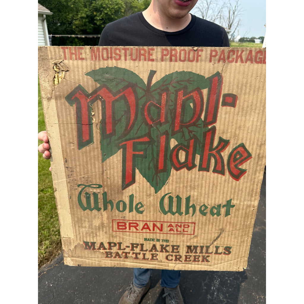 Vintage Mapl-Flake Wheat Bran Cereal Battle Creek Michigan Advertising Sign