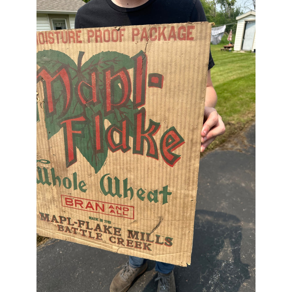 Vintage Mapl-Flake Wheat Bran Cereal Battle Creek Michigan Advertising Sign