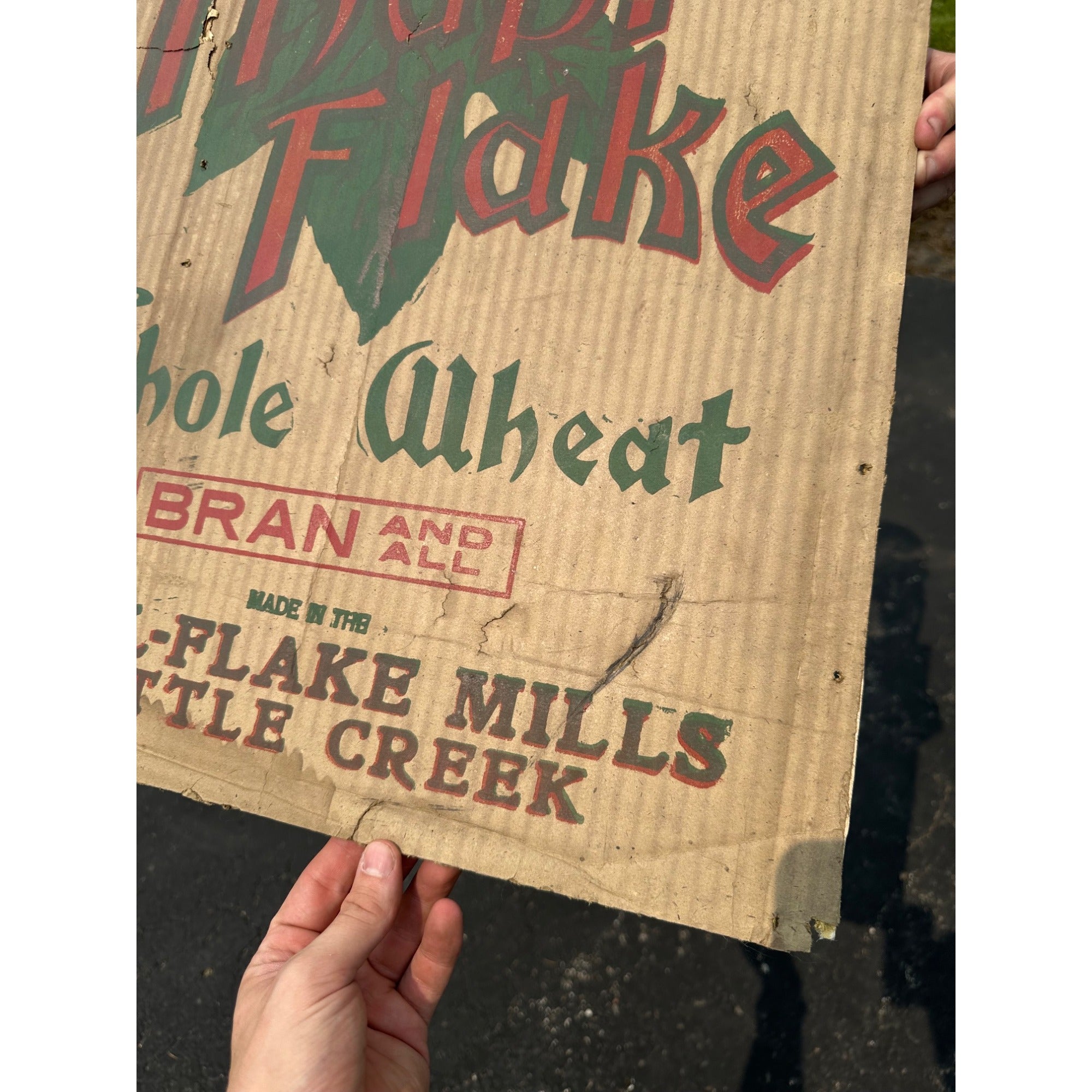 Vintage Mapl-Flake Wheat Bran Cereal Battle Creek Michigan Advertising Sign