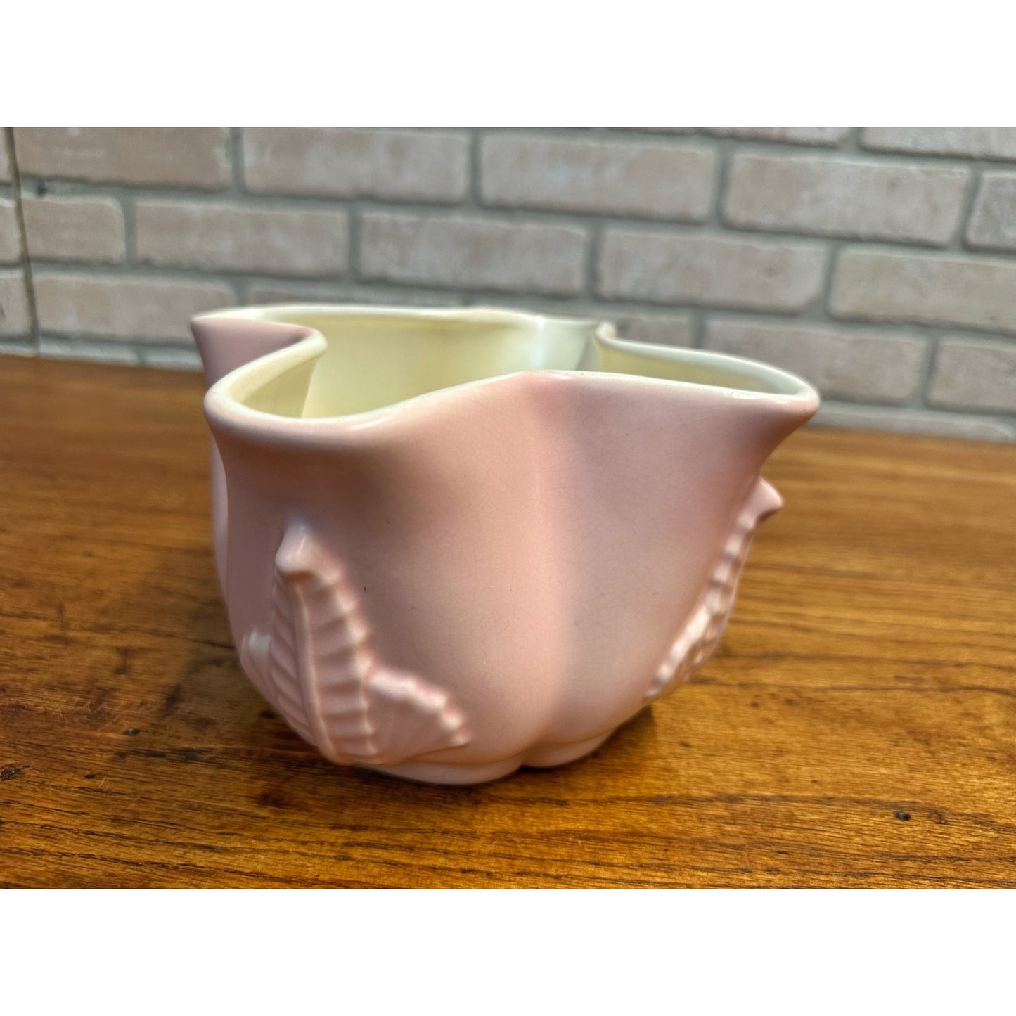 Vintage Red Wing Pottery Pink Planter Star Leaf Design #1214 Signed