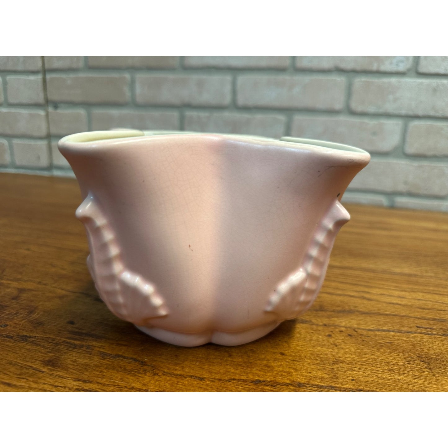 Vintage Red Wing Pottery Pink Planter Star Leaf Design #1214 Signed