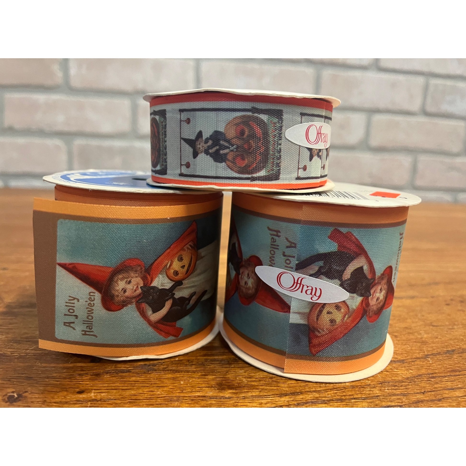 Vintage Offray Halloween Craft Ribbon Ellen Clapsaddle Jolly Halloween Lot (3)