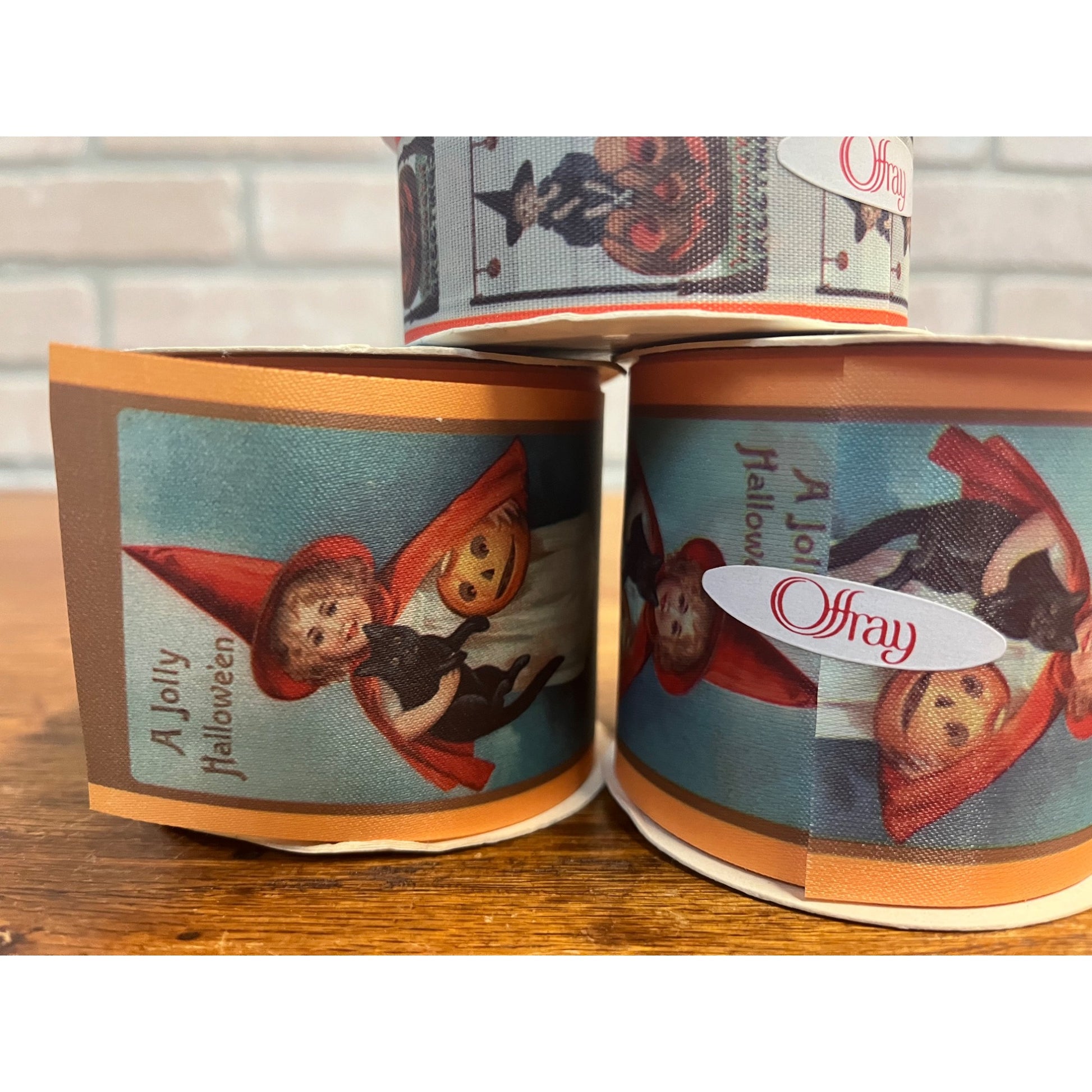 Vintage Offray Halloween Craft Ribbon Ellen Clapsaddle Jolly Halloween Lot (3)