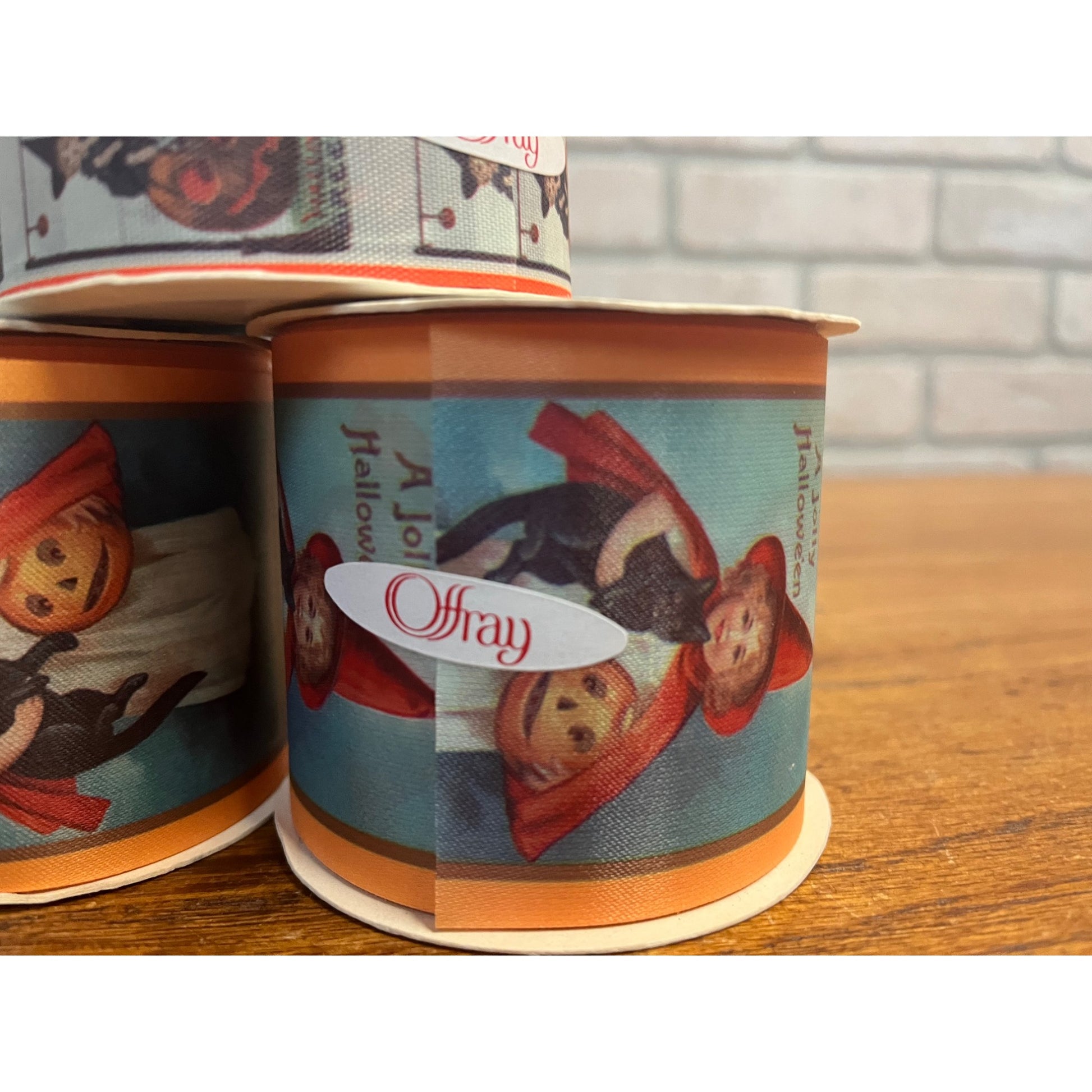 Vintage Offray Halloween Craft Ribbon Ellen Clapsaddle Jolly Halloween Lot (3)