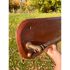 Antique Oak Wood Dog Etched Wall Plaque Brass Towel Bar Holder Folk Art OOAK AAFA