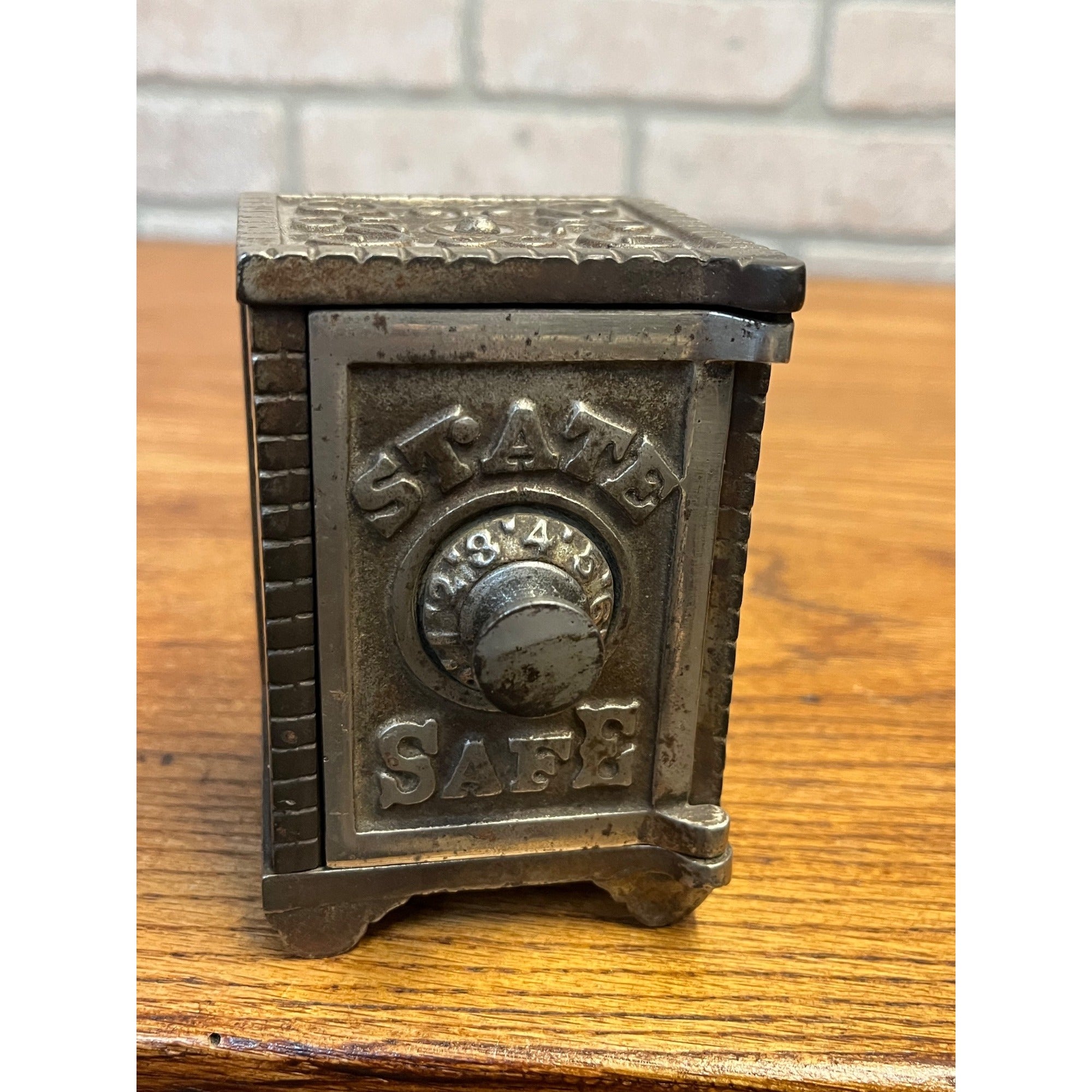Antique State Safe Cast Iron Combination Dial Lock Still Bank -- Works!
