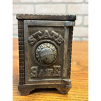 Antique State Safe Cast Iron Combination Dial Lock Still Bank -- Works!