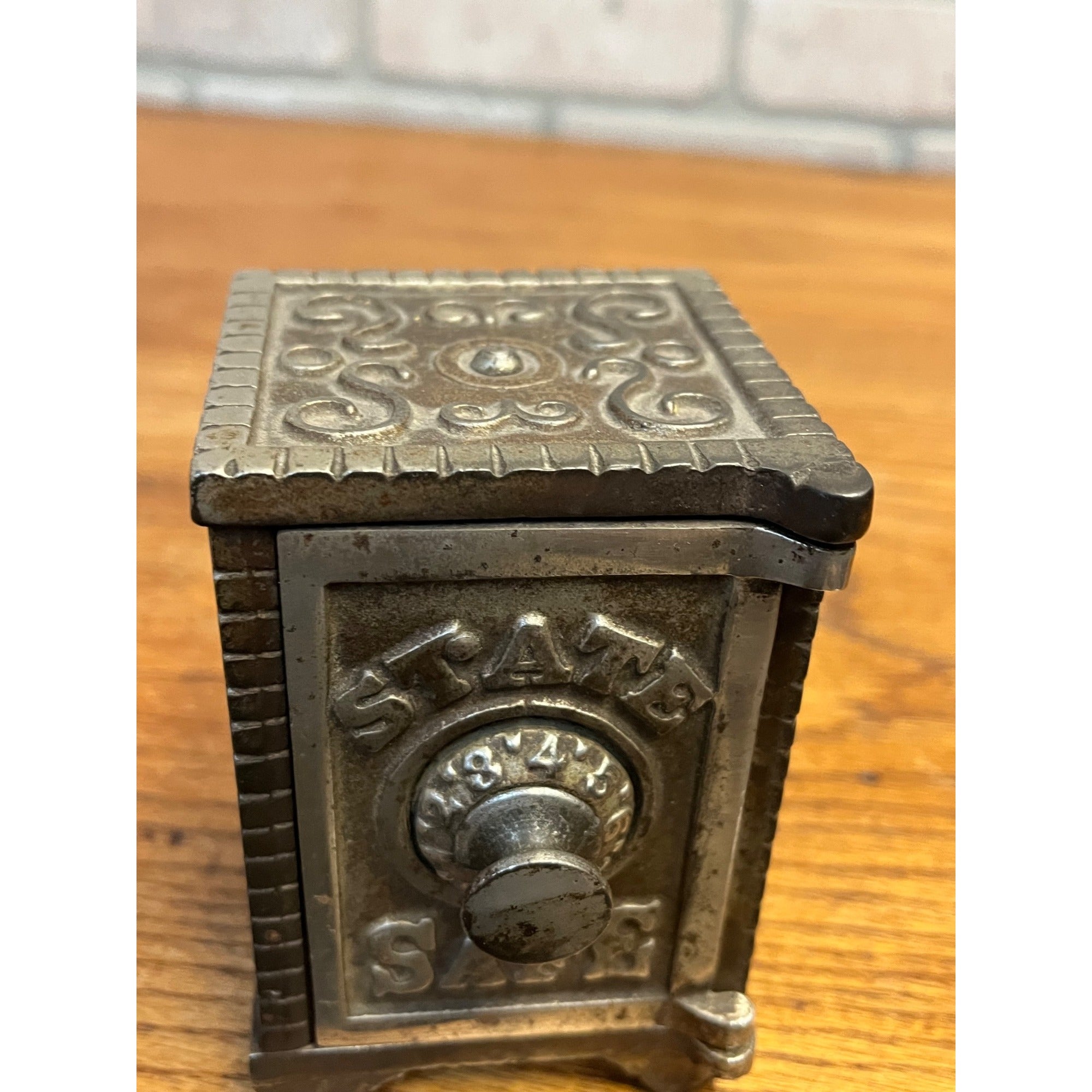 Antique State Safe Cast Iron Combination Dial Lock Still Bank -- Works!