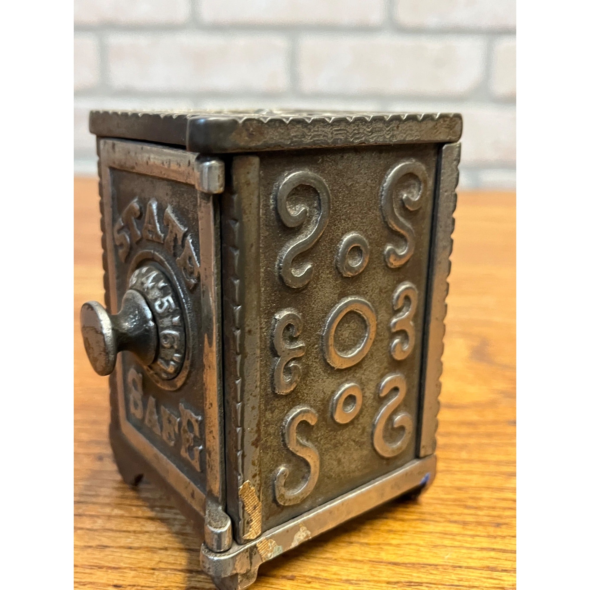 Antique State Safe Cast Iron Combination Dial Lock Still Bank -- Works!