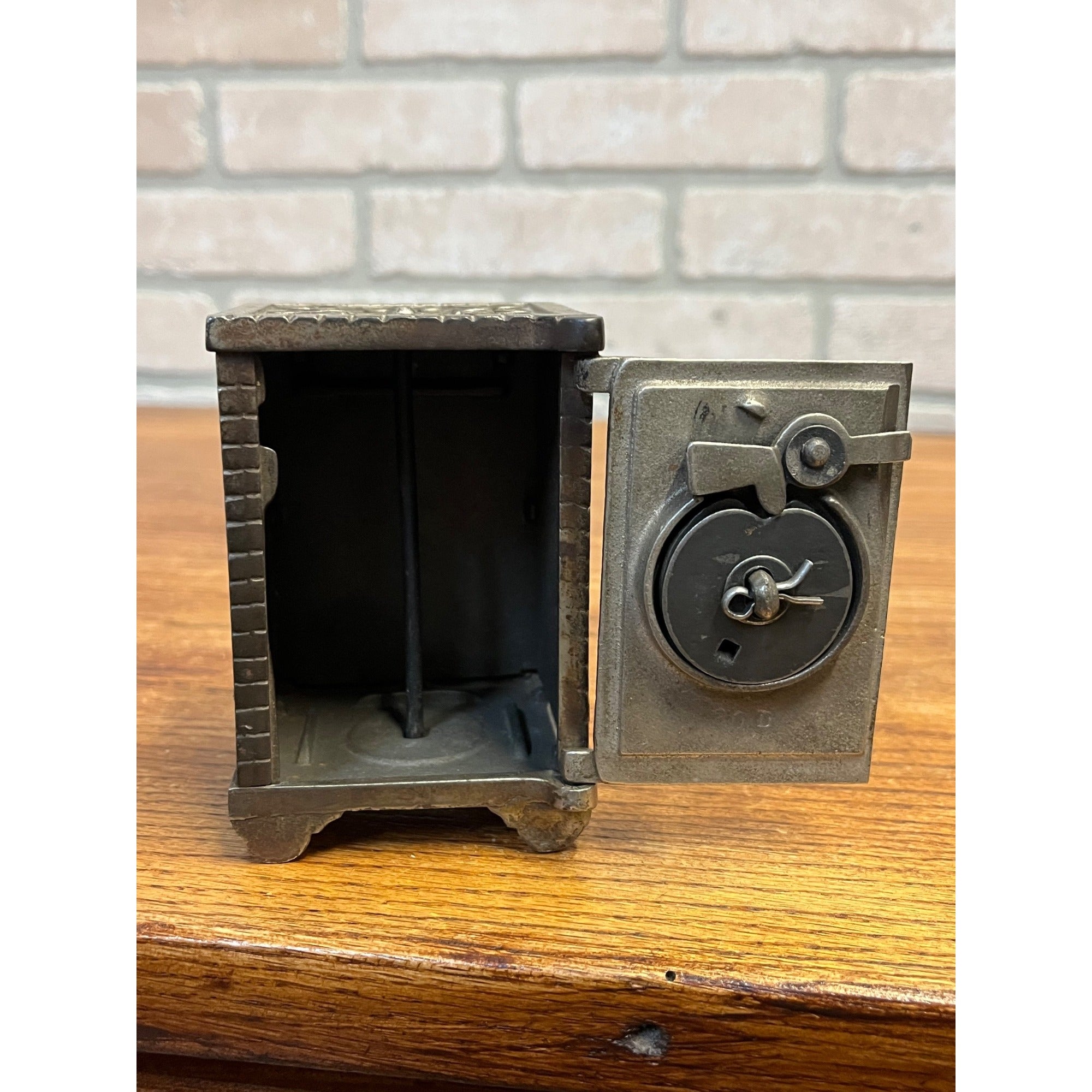 Antique State Safe Cast Iron Combination Dial Lock Still Bank -- Works!