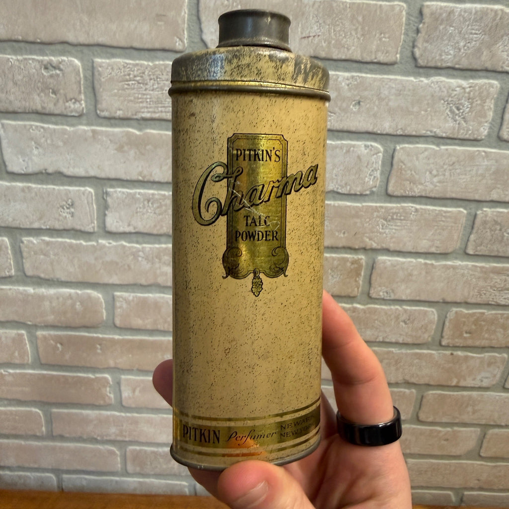 Vintage Pitkins Charma Talc Powder Advertising Tin Pitkin Perfumer New York