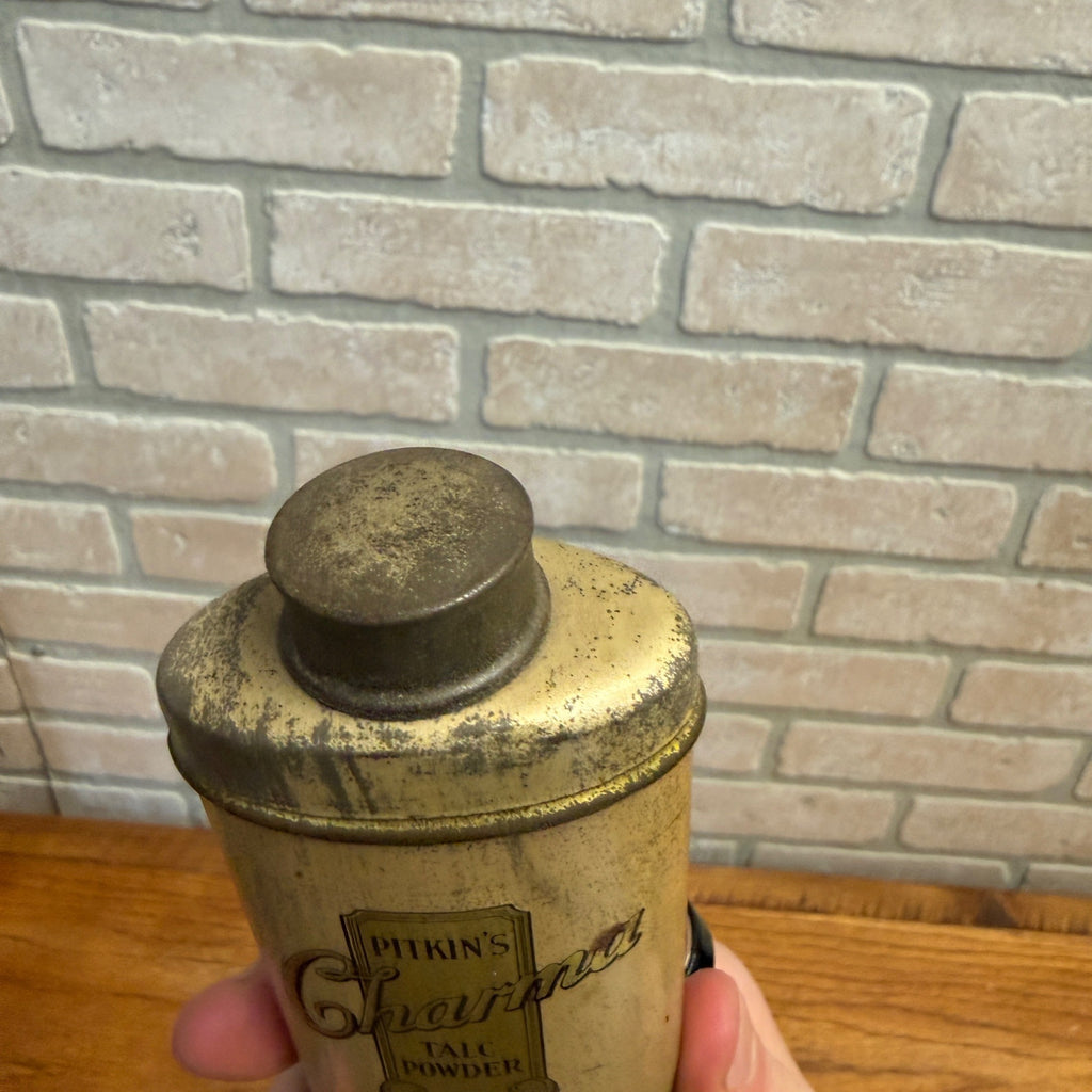 Vintage Pitkins Charma Talc Powder Advertising Tin Pitkin Perfumer New York