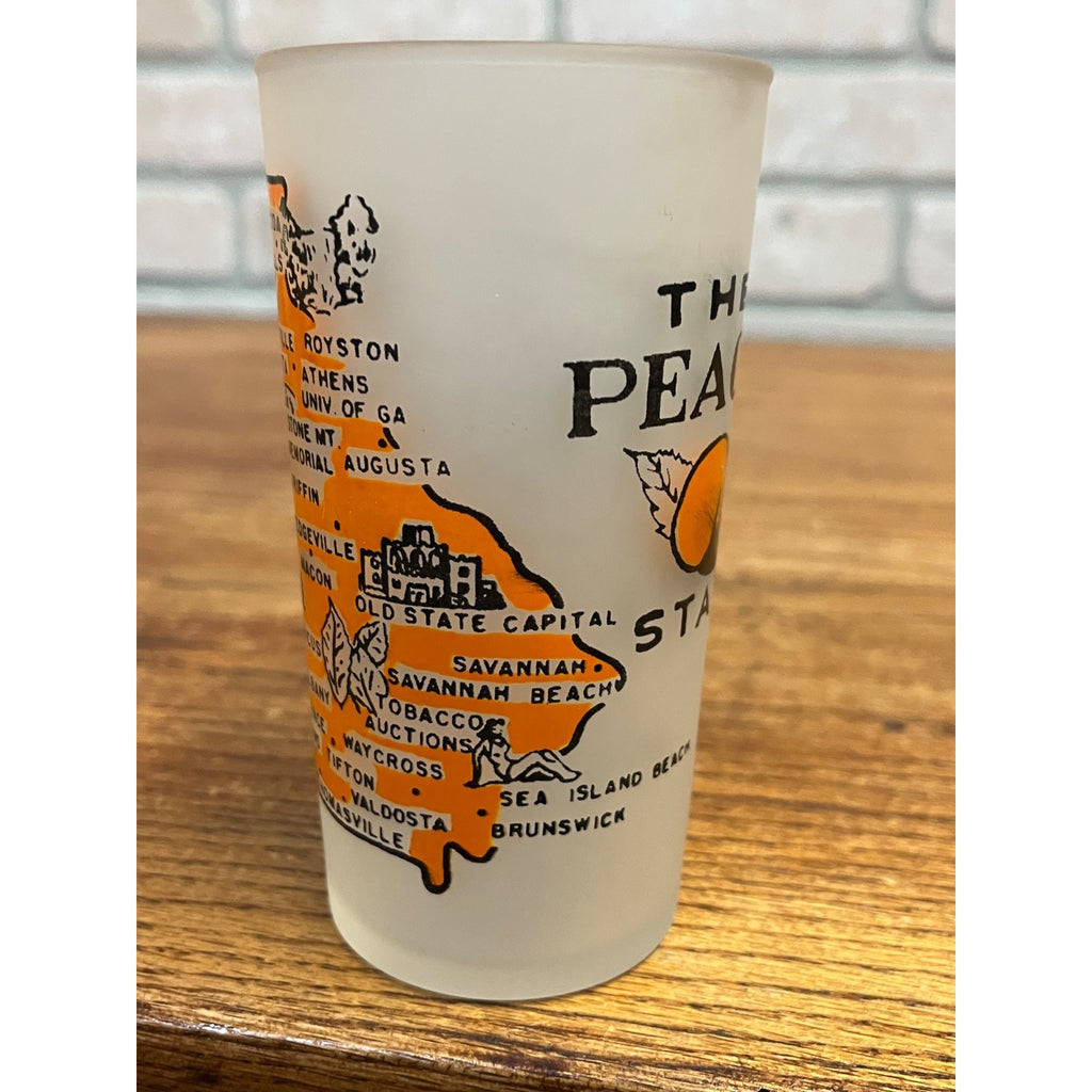 Vintage Drinking Glass Georgia Hazel Atlas Map and Attractions The Peach State