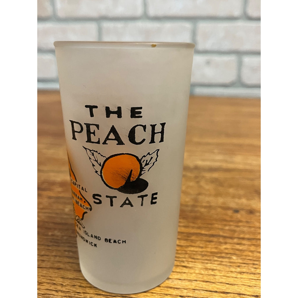 Vintage Drinking Glass Georgia Hazel Atlas Map and Attractions The Peach State