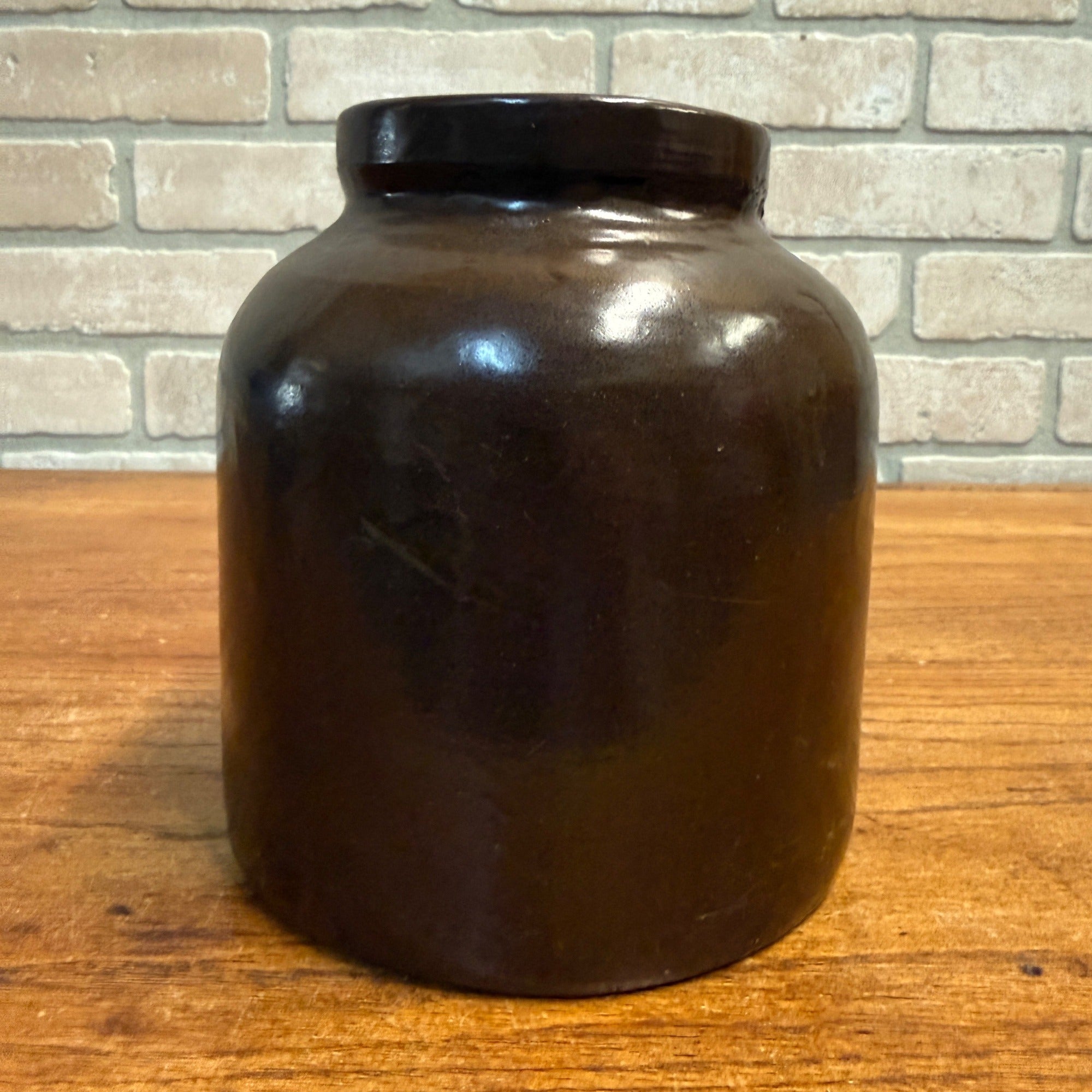 Antique Red Wing Brown Stoneware Preserve Jar Crock - Bottom Signed - Farmhouse Decor