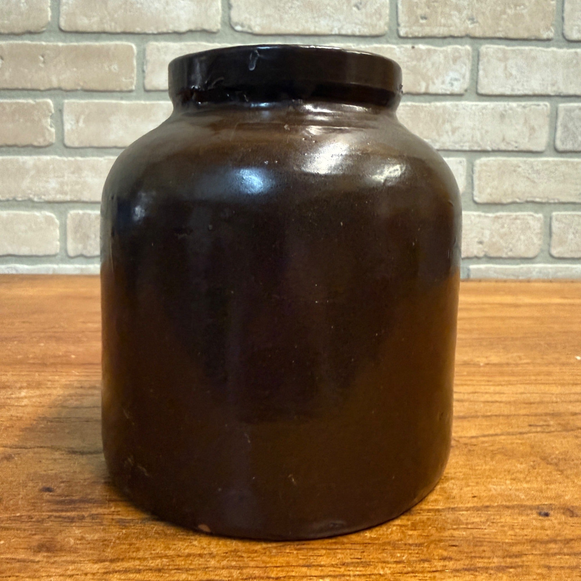 Antique Red Wing Brown Stoneware Preserve Jar Crock - Bottom Signed - Farmhouse Decor