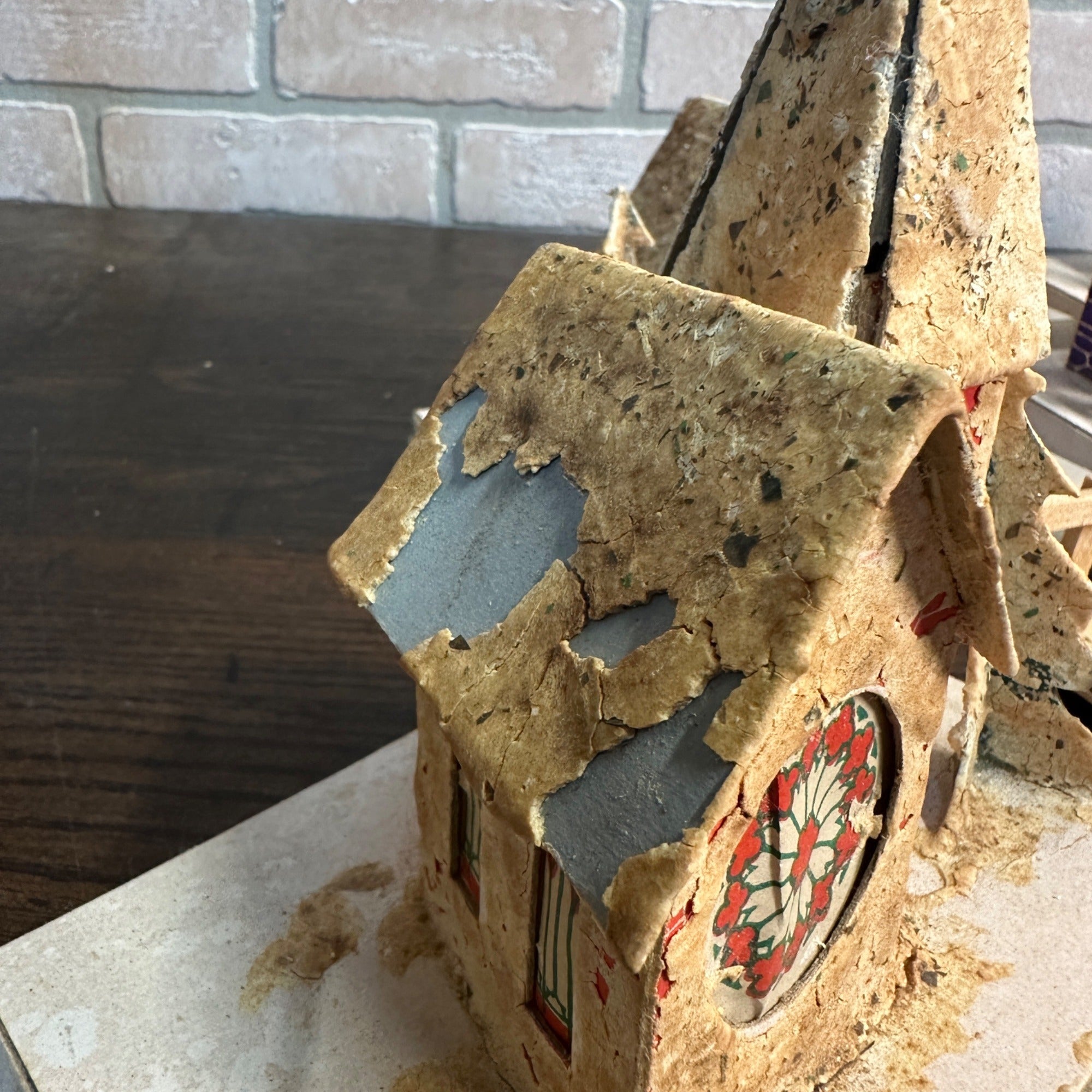 Vintage Mid Century Christmas Set of 8 Village Mica Putz Houses w/ Box