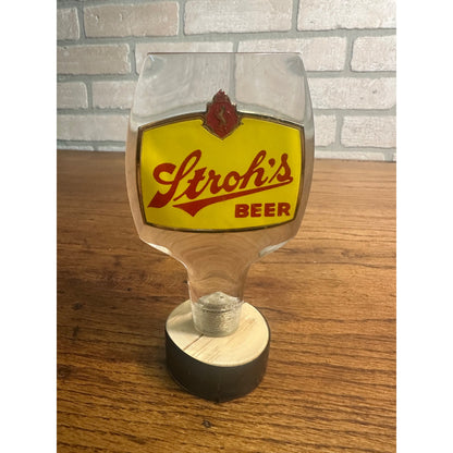 Vintage Stroh's Beer Acrylic Tap Handle Tapper Bar Yellow & Red