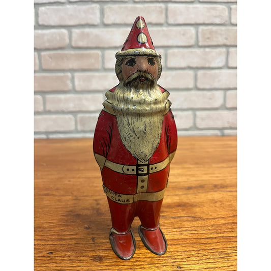 Vintage Lindstrom Tin Litho Wind Up Santa Claus 8" Christmas Toy - As-Is