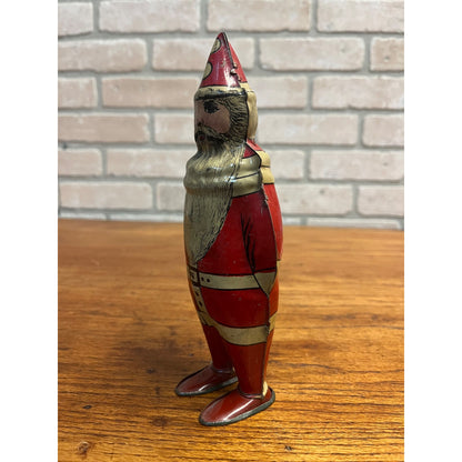Vintage Lindstrom Tin Litho Wind Up Santa Claus 8" Christmas Toy - As-Is