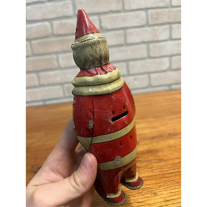 Vintage Lindstrom Tin Litho Wind Up Santa Claus 8" Christmas Toy - As-Is