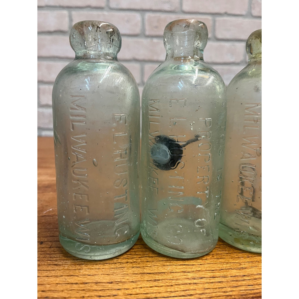 E.L. Husting Milwaukee Wisconsin Blob Top Hutchinson Soda Bottles Lot (3)