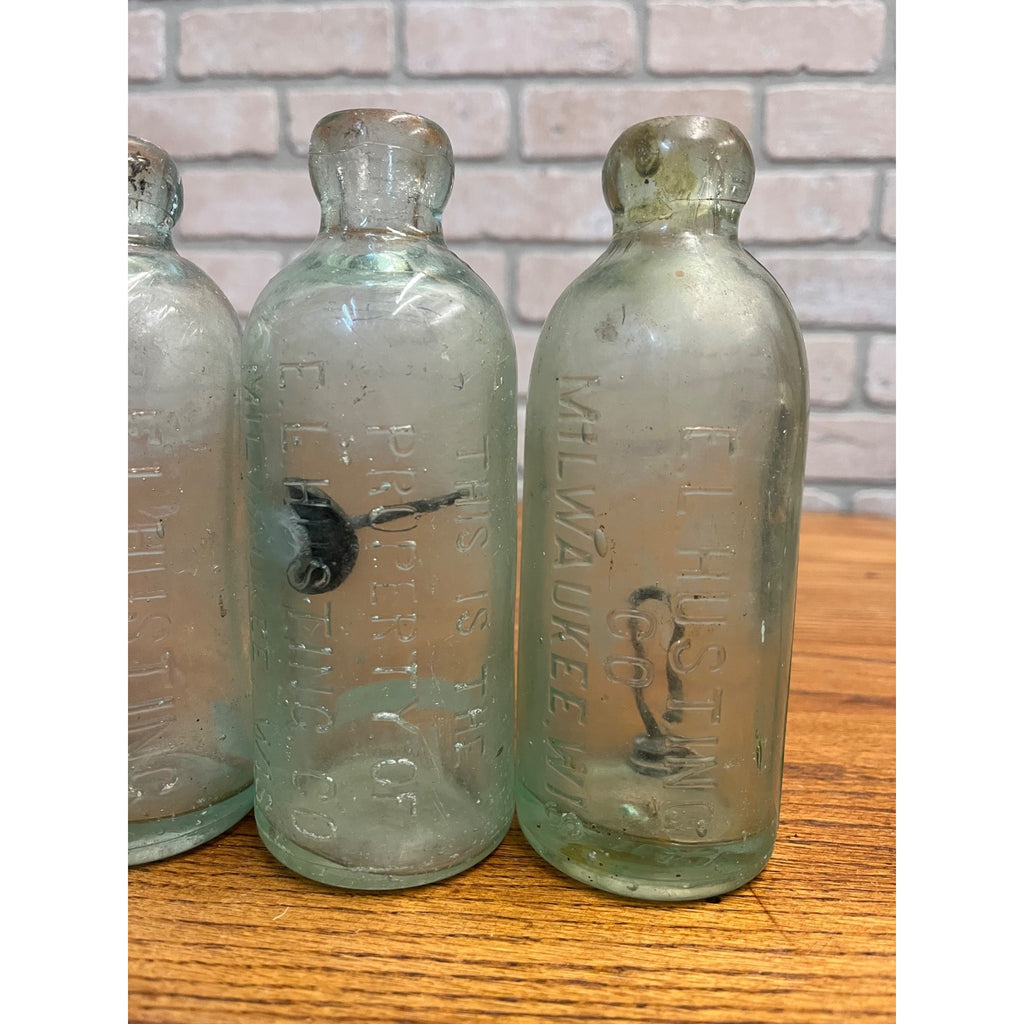 E.L. Husting Milwaukee Wisconsin Blob Top Hutchinson Soda Bottles Lot (3)