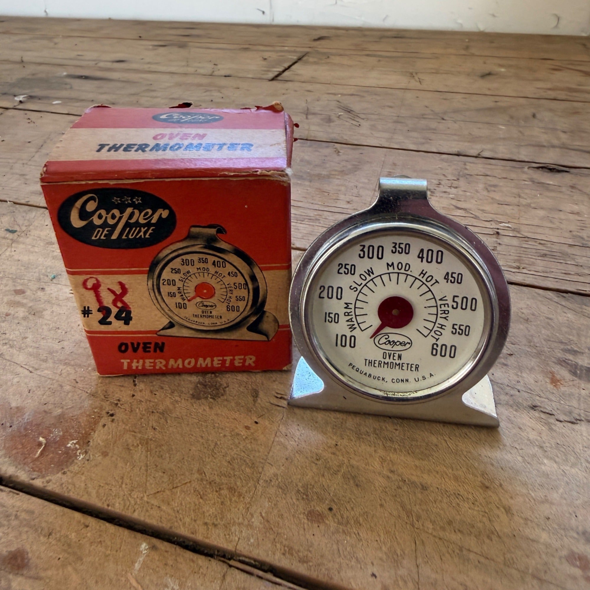 Vintage Cooper DeLuxe Oven Thermometer #24 w/ Original Box Made in USA